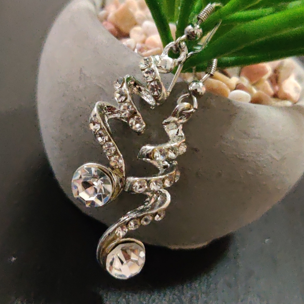 Silver diamond earrings